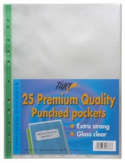 Tiger Punched Pockets - Pack of 25, A4