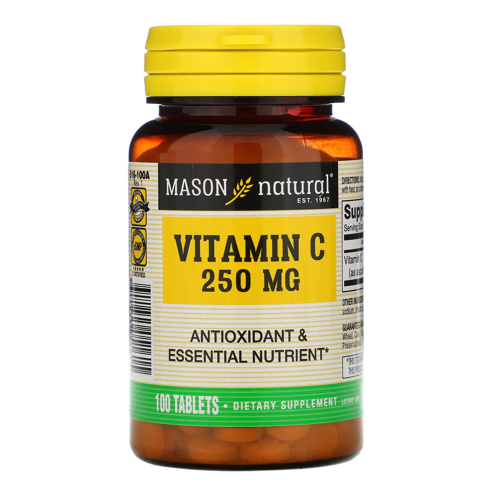 Mason Vitamins C Pure Ascorbic Acid Dietary Supplement - 100 tablets