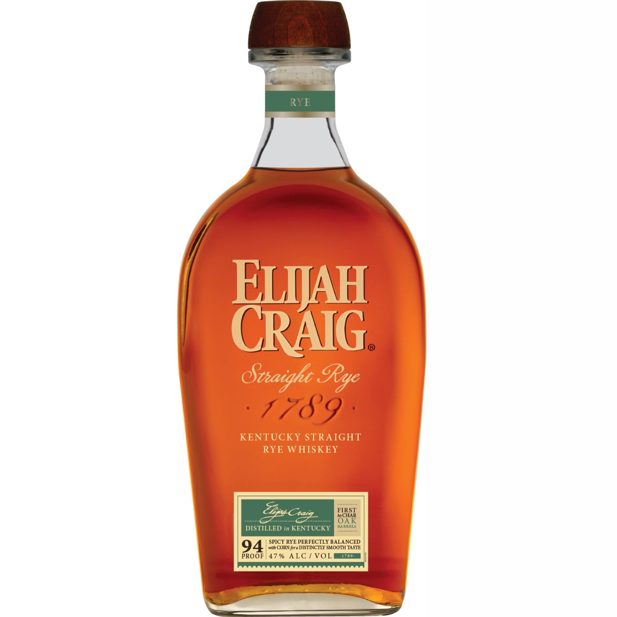 Elijah Craig Whiskey, Straight Rye, Kentucky - 750 ml