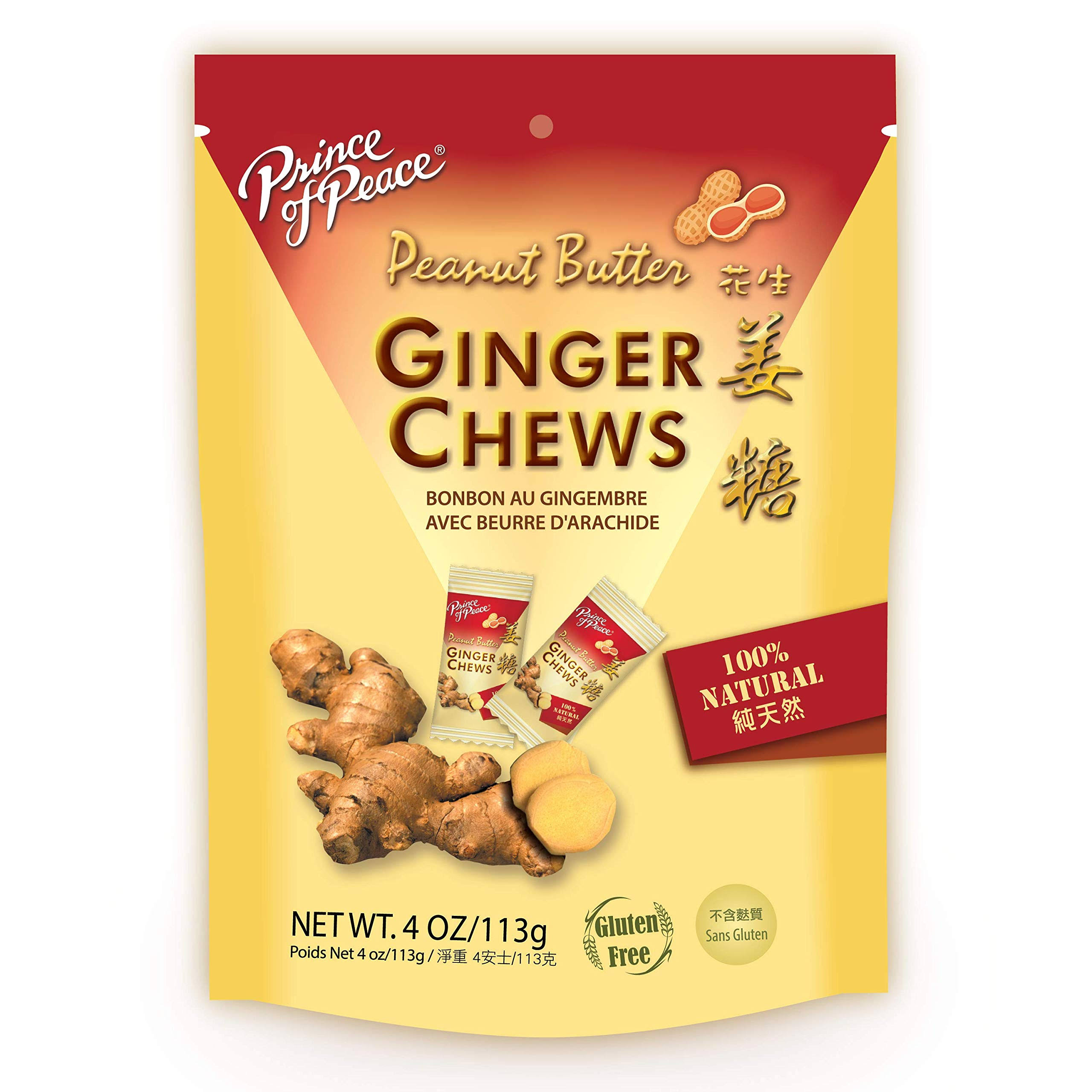 Prince of Peace 235604 Peanut Butter Ginger Chews 4 oz. Bag