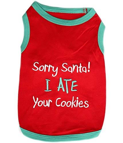 Parisian Pet Sorry Santa I Ate Your Cookies Dog T-Shirt - Small