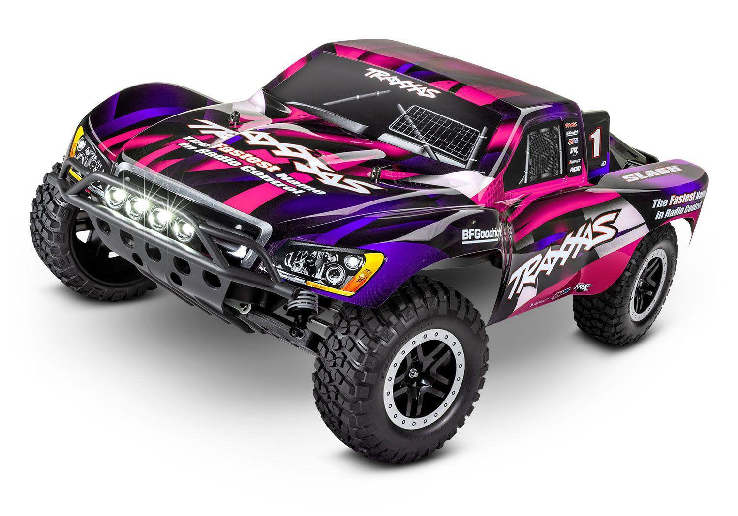 Traxxas Slash RTR 2WD Brushed with Battery and Charger Pink with LED RC Car