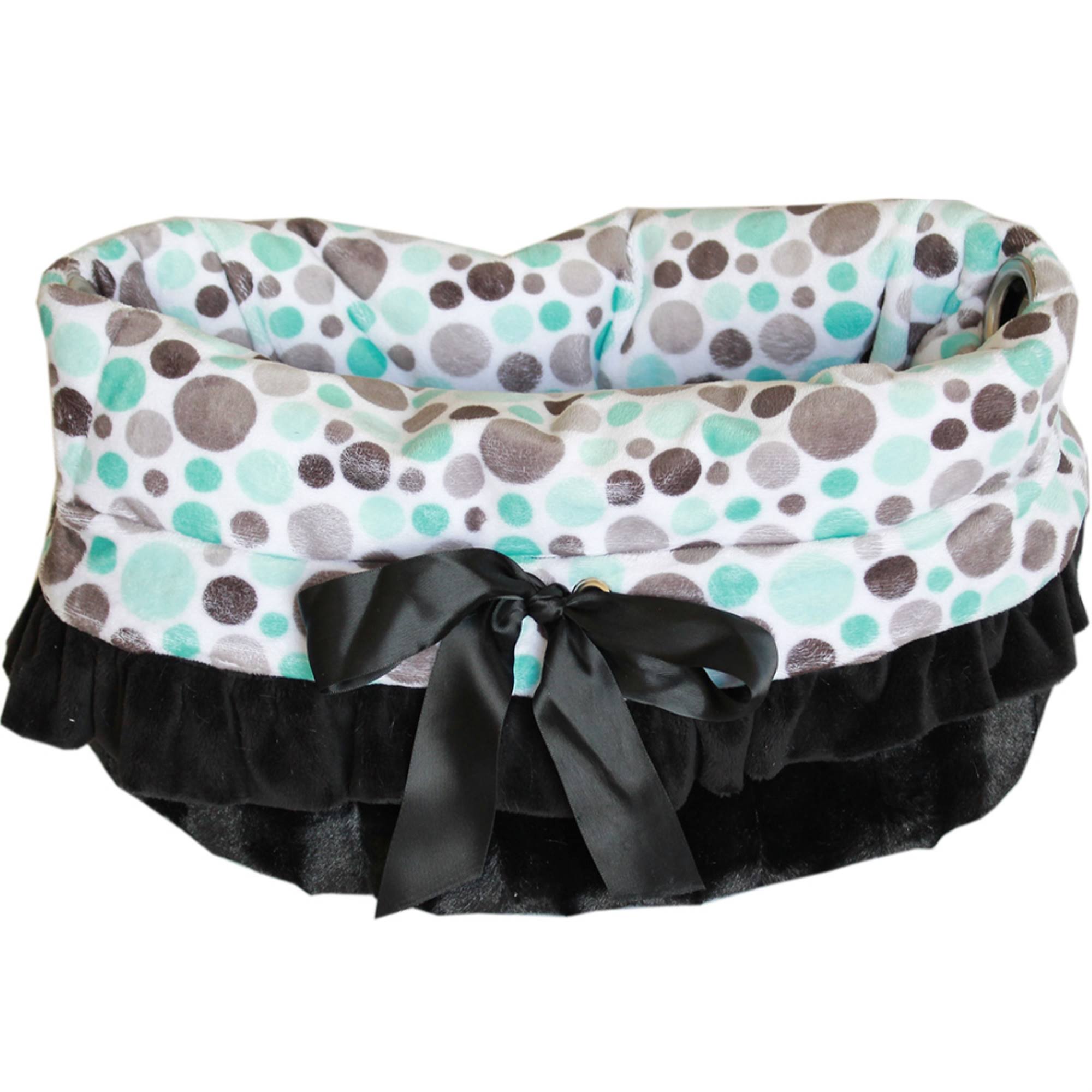 Aqua Party Dots Reversible Snuggle Bugs Pet Bed Bag and Car Seat All-in-One