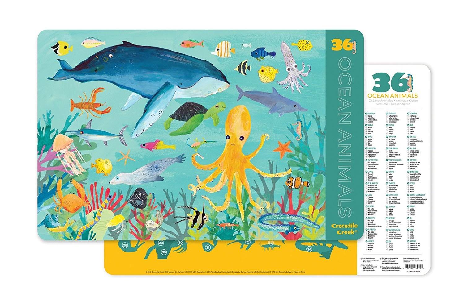 Crocodile Creek 2 Sided Placemat - Ocean Animals