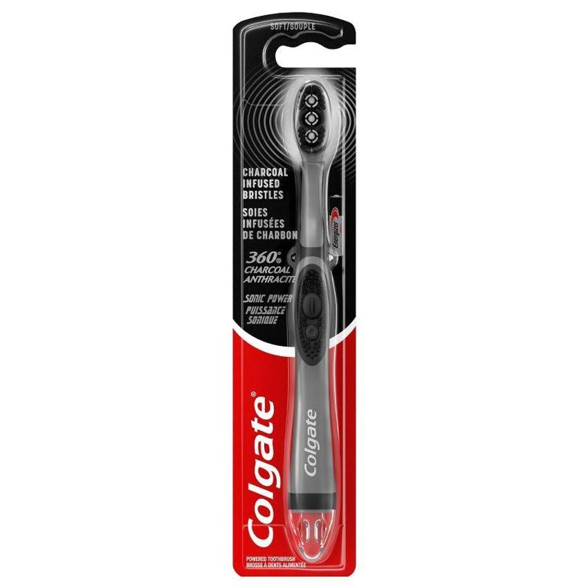 Colgate 360 Degrees Powered Toothbrush, Charcoal, Soft
