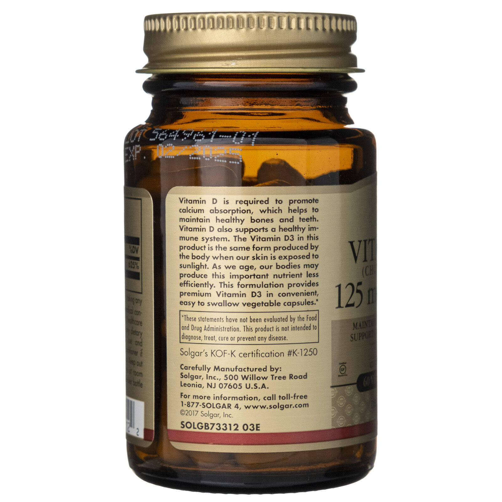 Solgar Vitamin D3 Cholecalciferol 5000 IU Supplement - 60 Capsules
