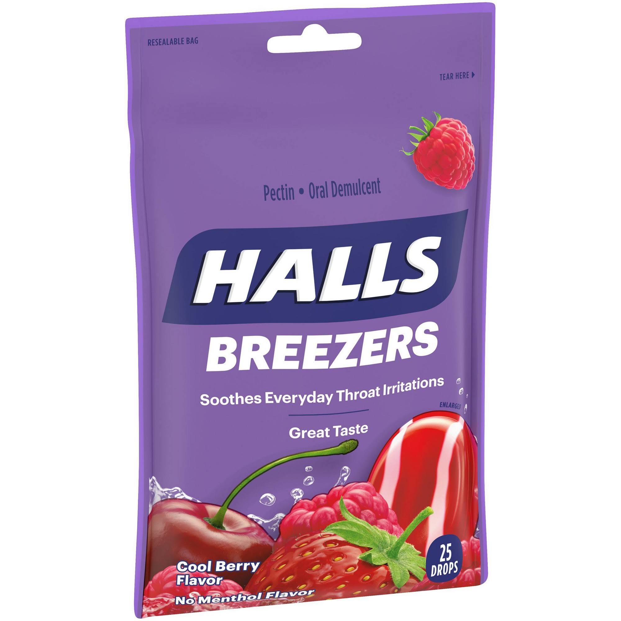 Halls Breezers Pectin Throat Drops - Cool Berry, x25