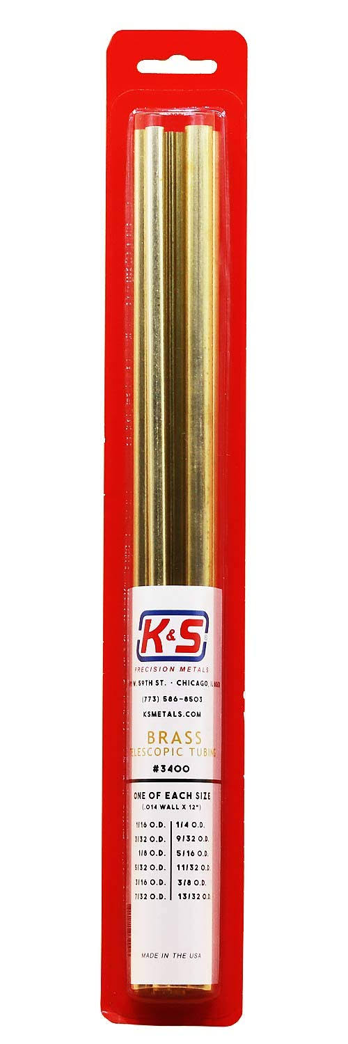 K&S Brass Telescopic Tubing Assortment Small (12 pcs)