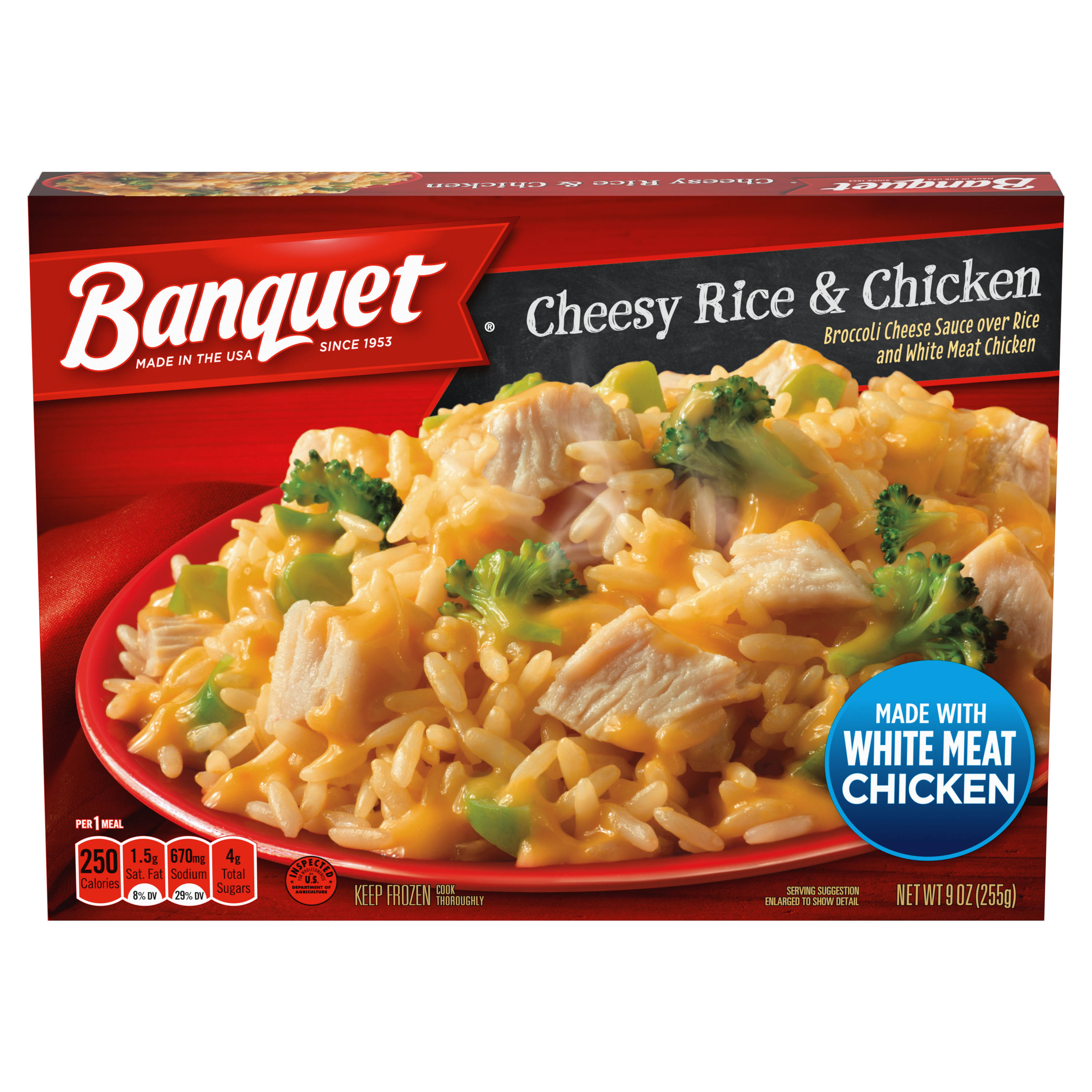 Banquet Cheesy Rice and Chicken Frozen Meal - 9oz