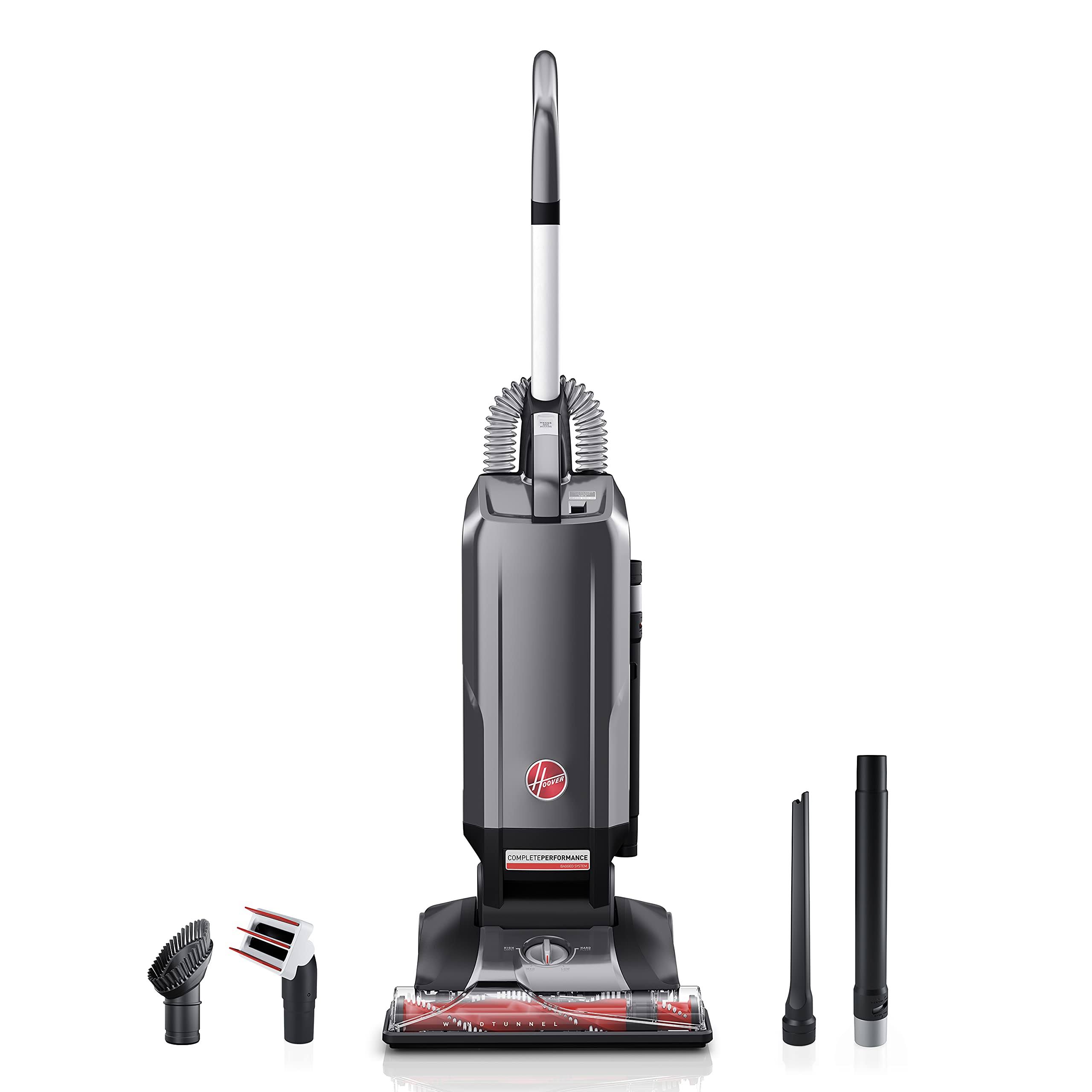 Hoover Complete Performance Advanced Pet Kit, Corded Bagged Upright Vacuum Cleaner with HEPA Filter, UH30650, Grey
