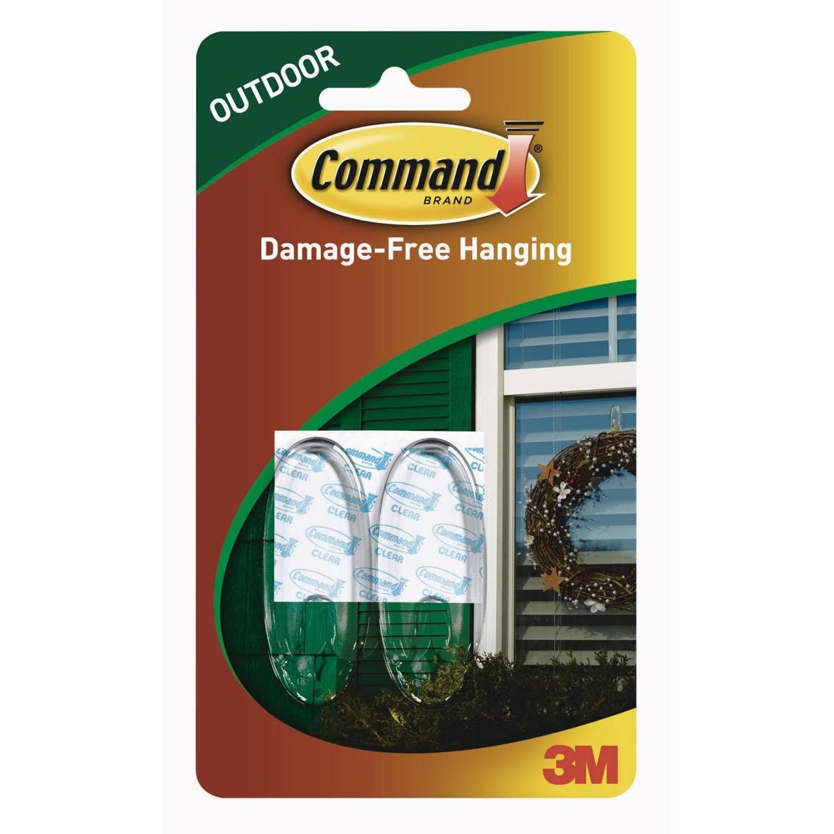 3M Command Brand Outdoor Medium Window Hooks - Clear, 2 Hooks & 4 Strips