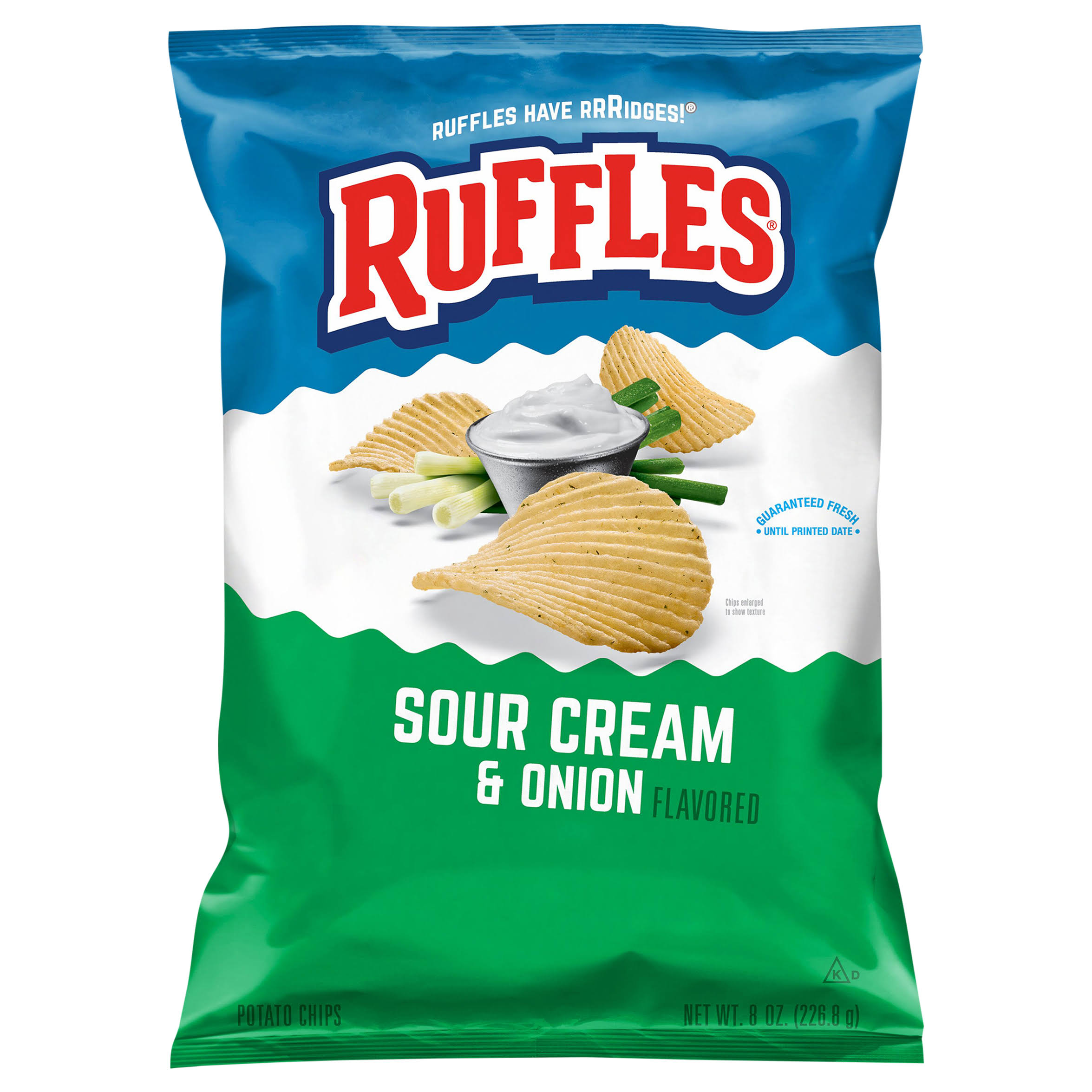 Ruffles Potato Chips Sour Cream & Onion Bag, 8 oz
