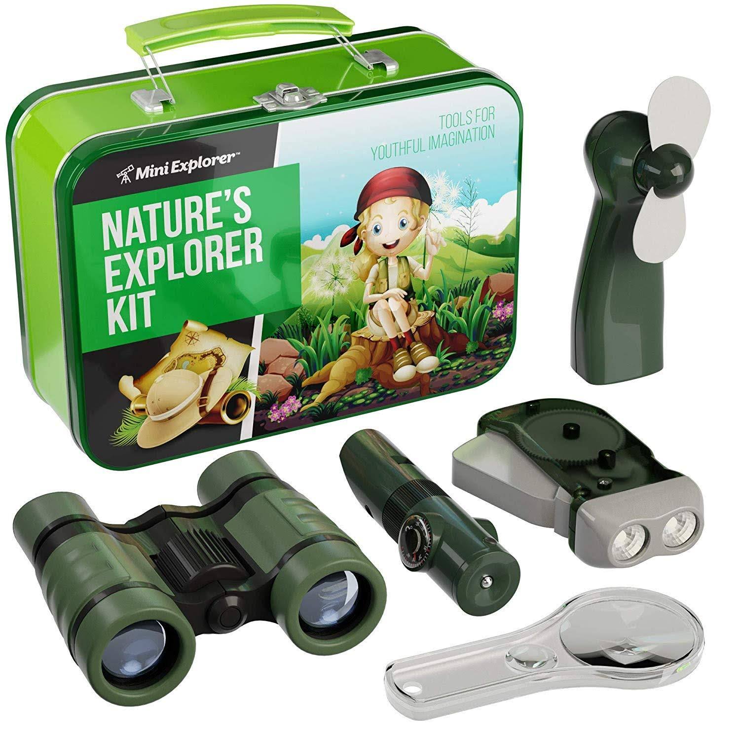 Outdoor Exploration Kit For Kids Tin Case with Binoculars