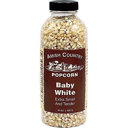 Amish Country Popcorn | 14 oz Bottle | Baby White Popcorn Kernels | OL
