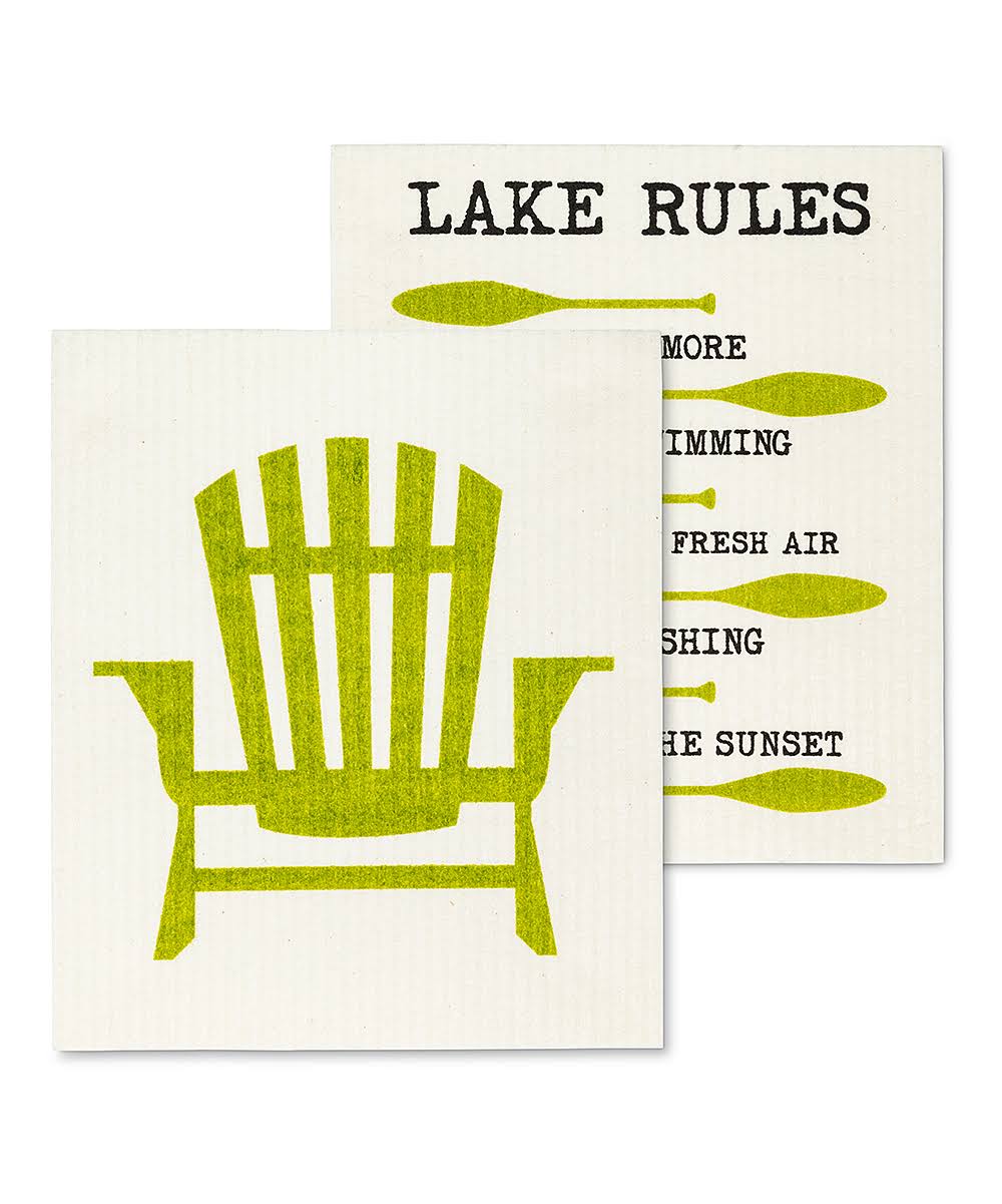 Abbott Green Deck Chair 'Lake Rules' Dish Cloth - Set of Two One-Size