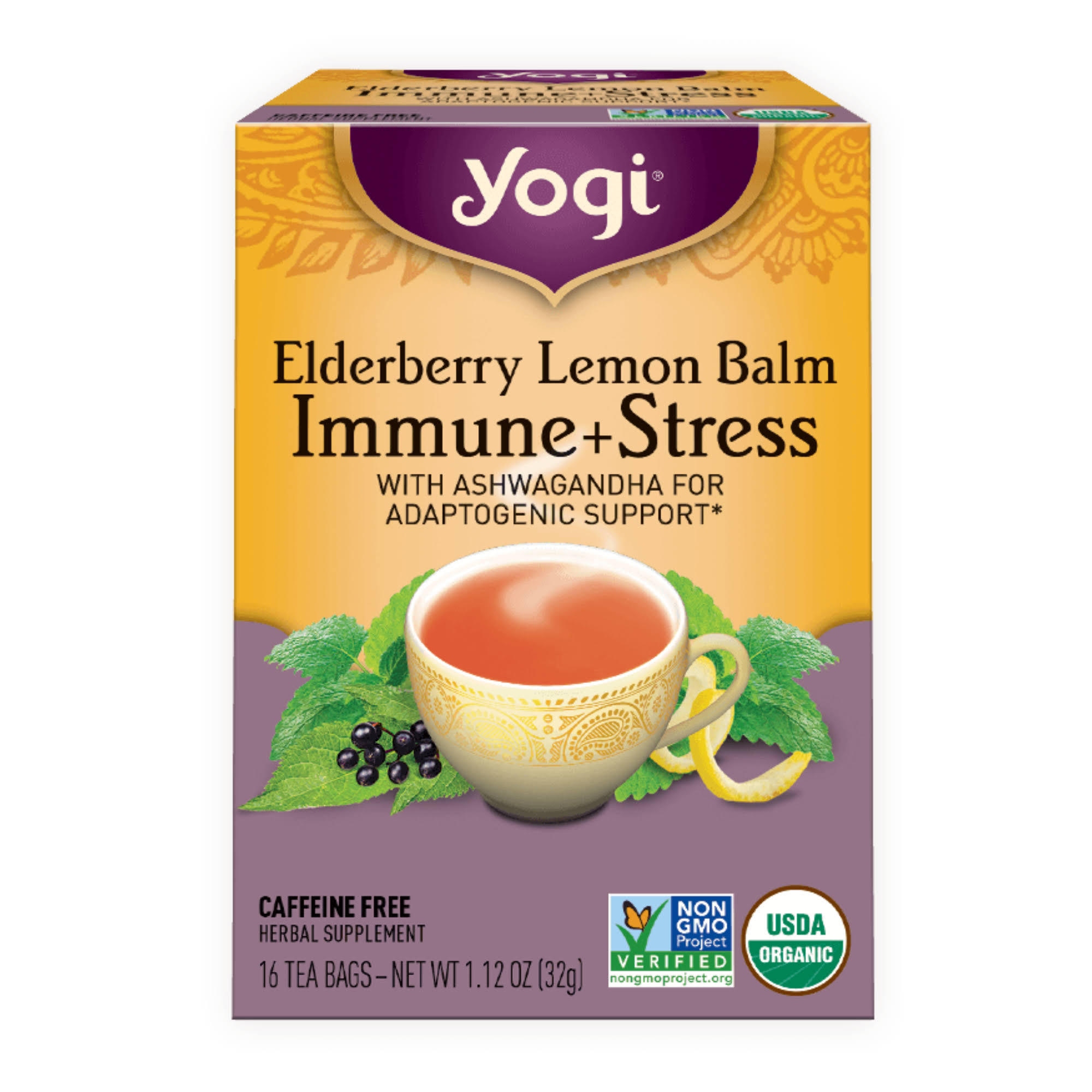 YOGI TEA Elderberry Lemon Balm Immune & Stress, 16 Bags