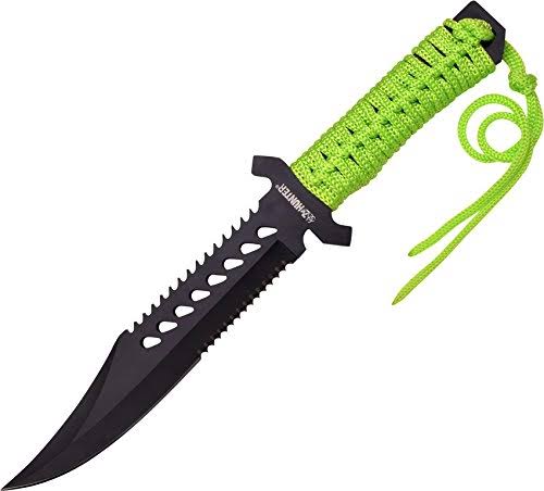 Master Cutlery Z-Hunter Knife with Cord Wrap Handle and 11.5-Inch Fixed Blade, Black/Green
