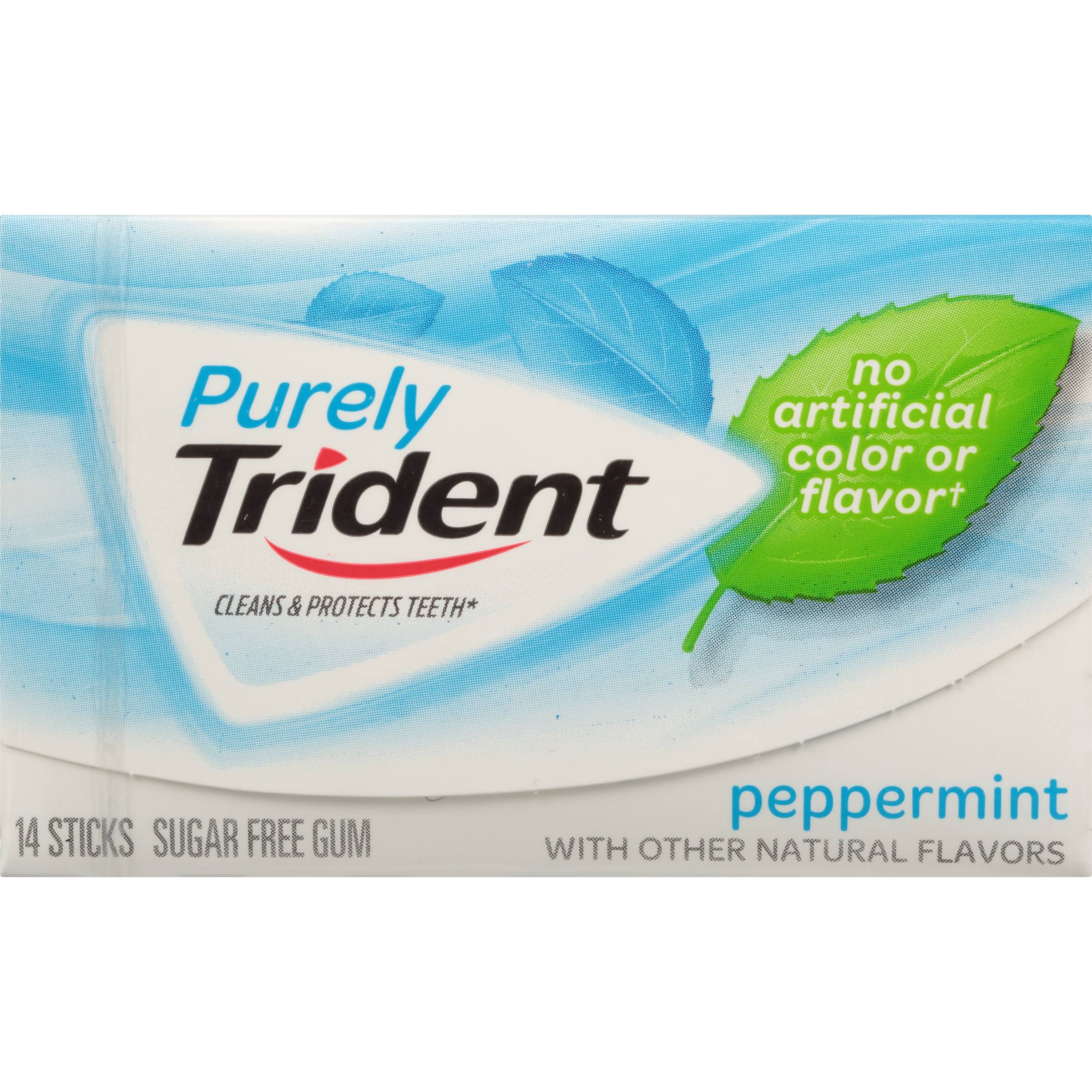 Trident Purely Gum, Sugar Free, Peppermint - 14 sticks