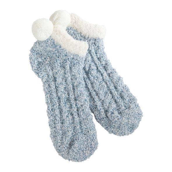 World's Softest Cozy Pom Low Socks in Sky