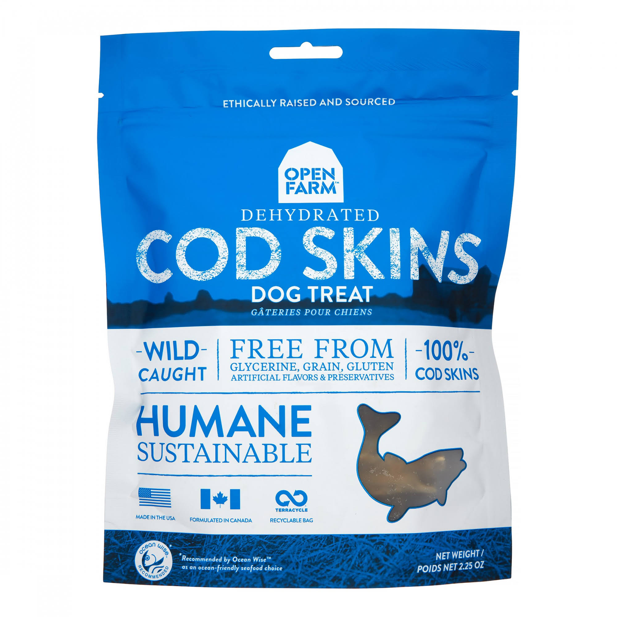 Open Farm Dehydrated Dog Treats - Cod Skins