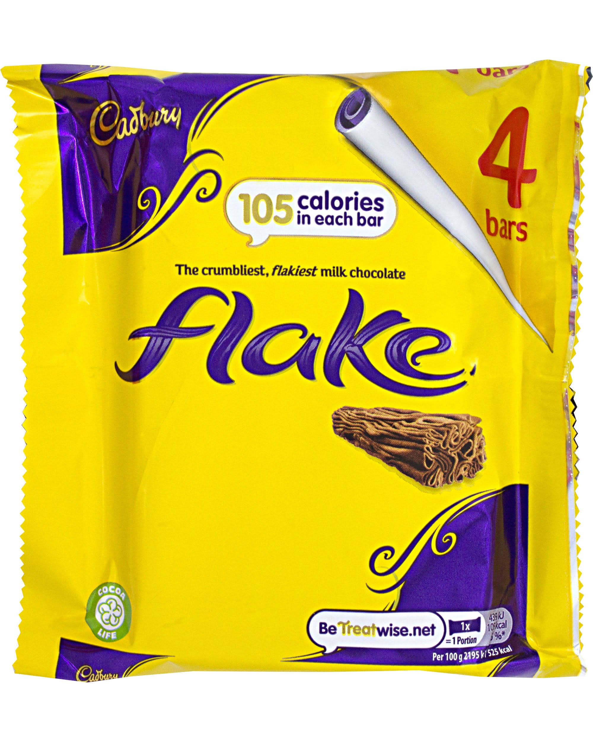 Cadbury Flake Chocolate Bar - 4 Pack, 80g