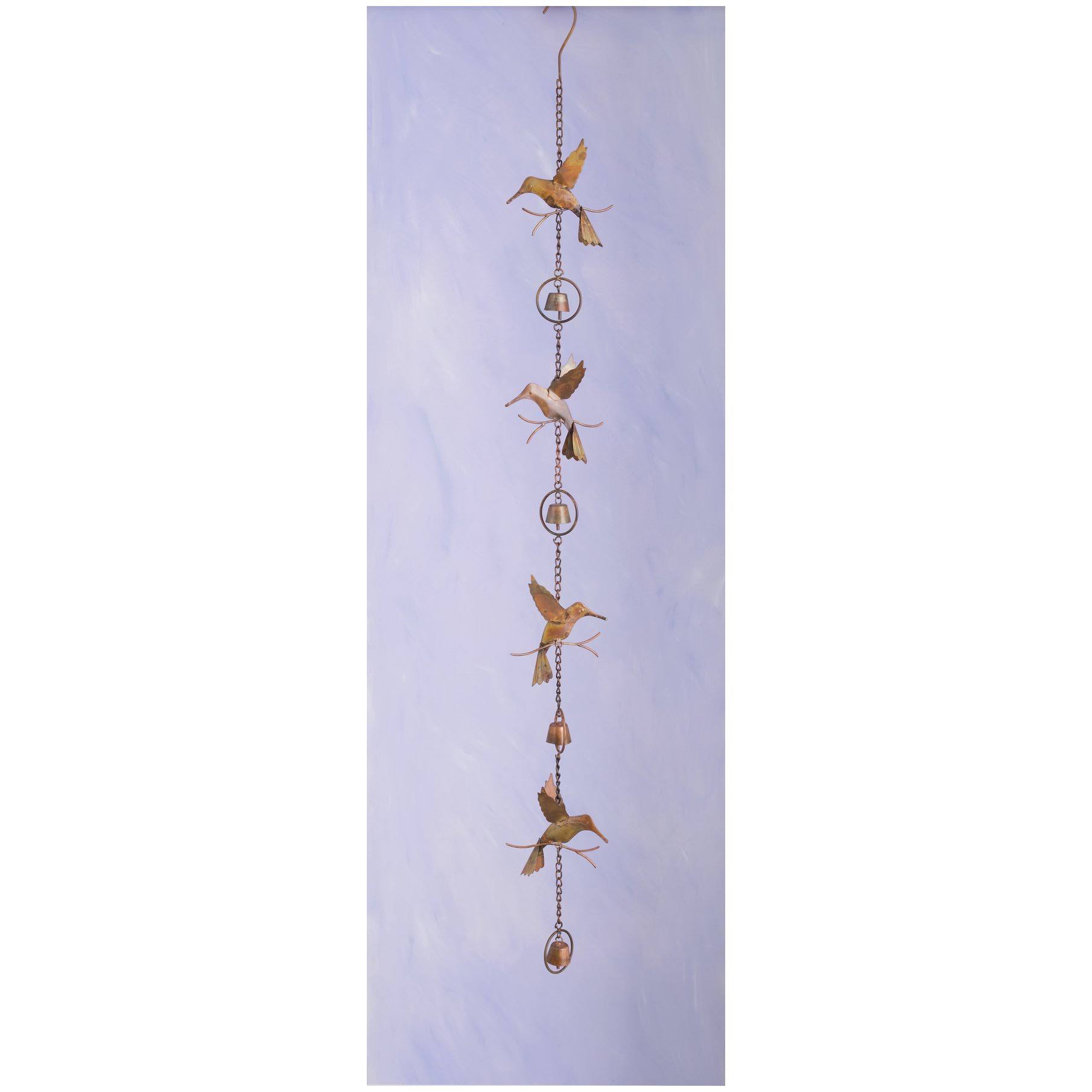 Ancient Graffiti Flamed Hummingbird & Bells Hanging Ornament