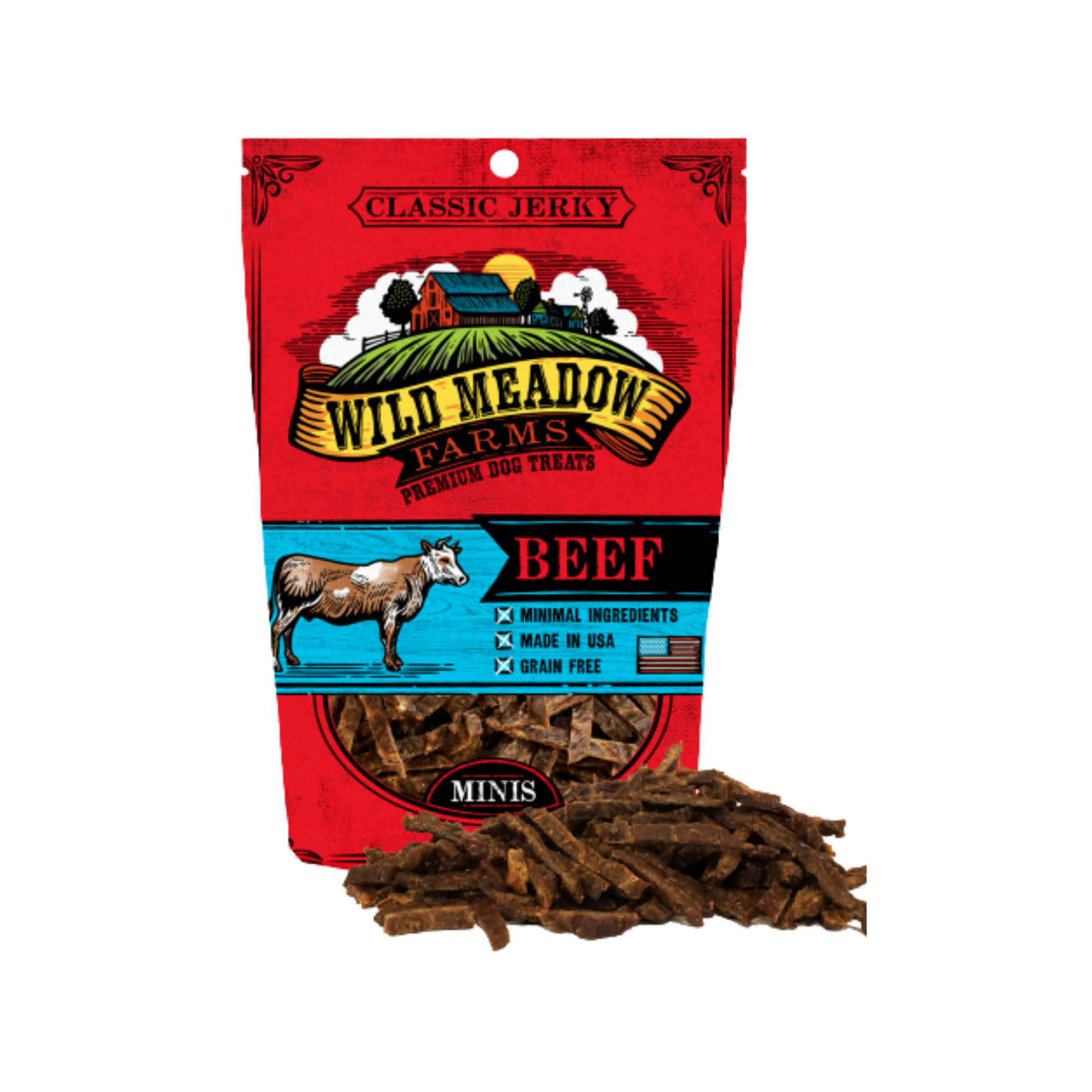 Wild Meadow Farms Classic Jerky Minis Beef Dog Treats, 4-oz