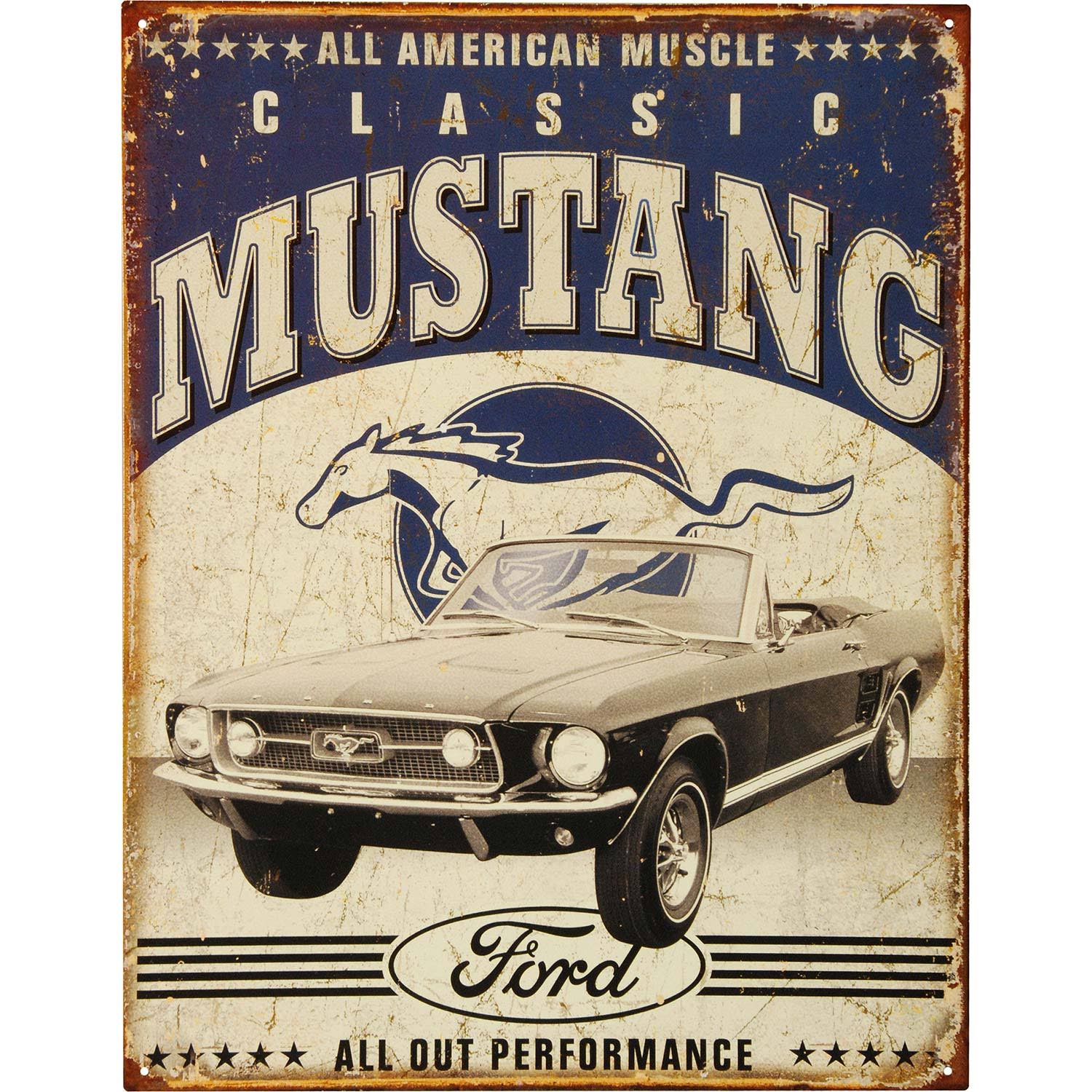 Classic Mustang Distressed Retro Vintage Tin Sign