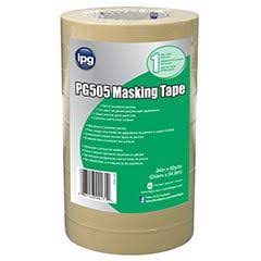 IPG PG505.122R Masking Tape, 60 Yd L, 1.41 in W, Natural Rubber/Resin Adhesive, Beige