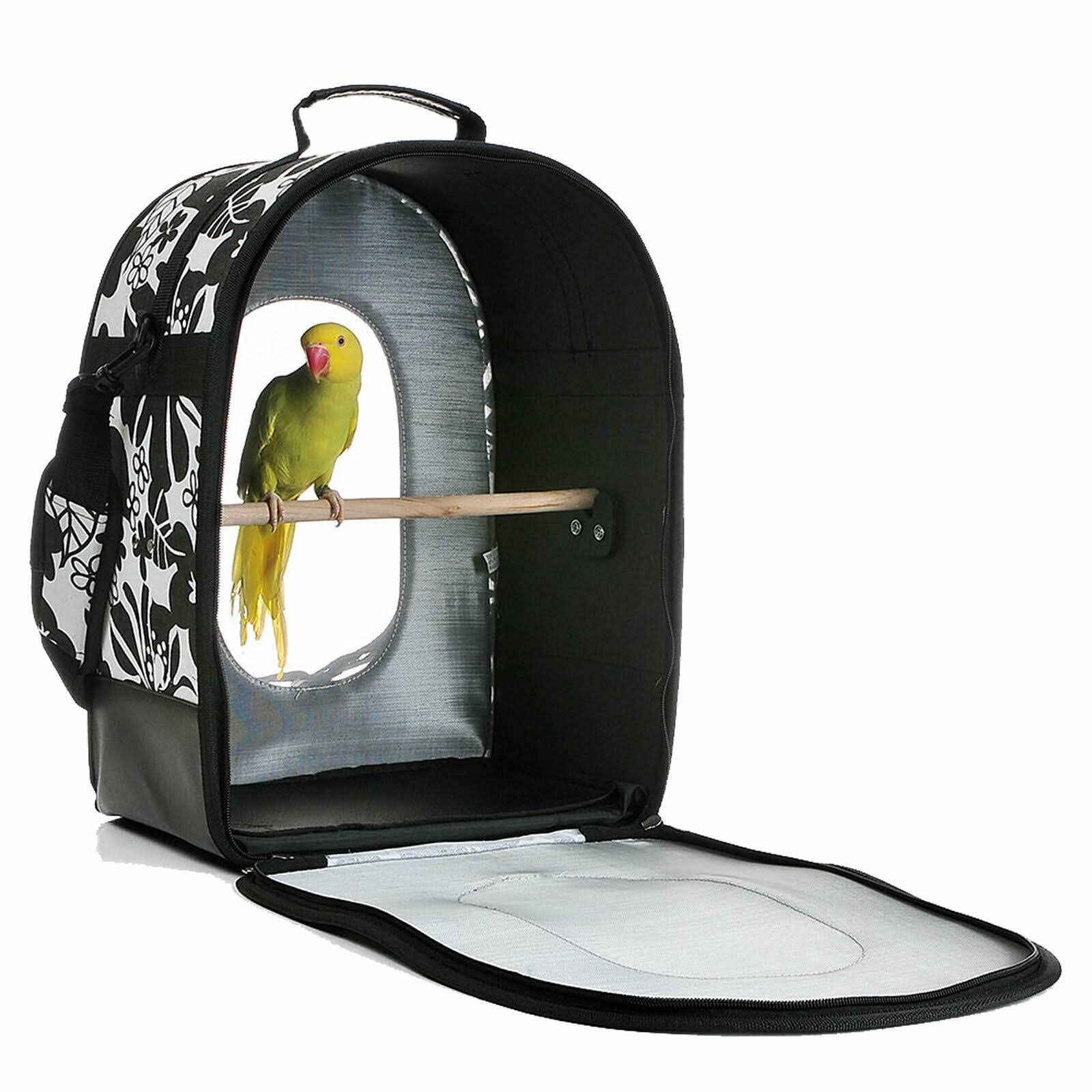 A&E Cage Company Happy Beaks Travel Bird Carrier - Black, Soft Sided