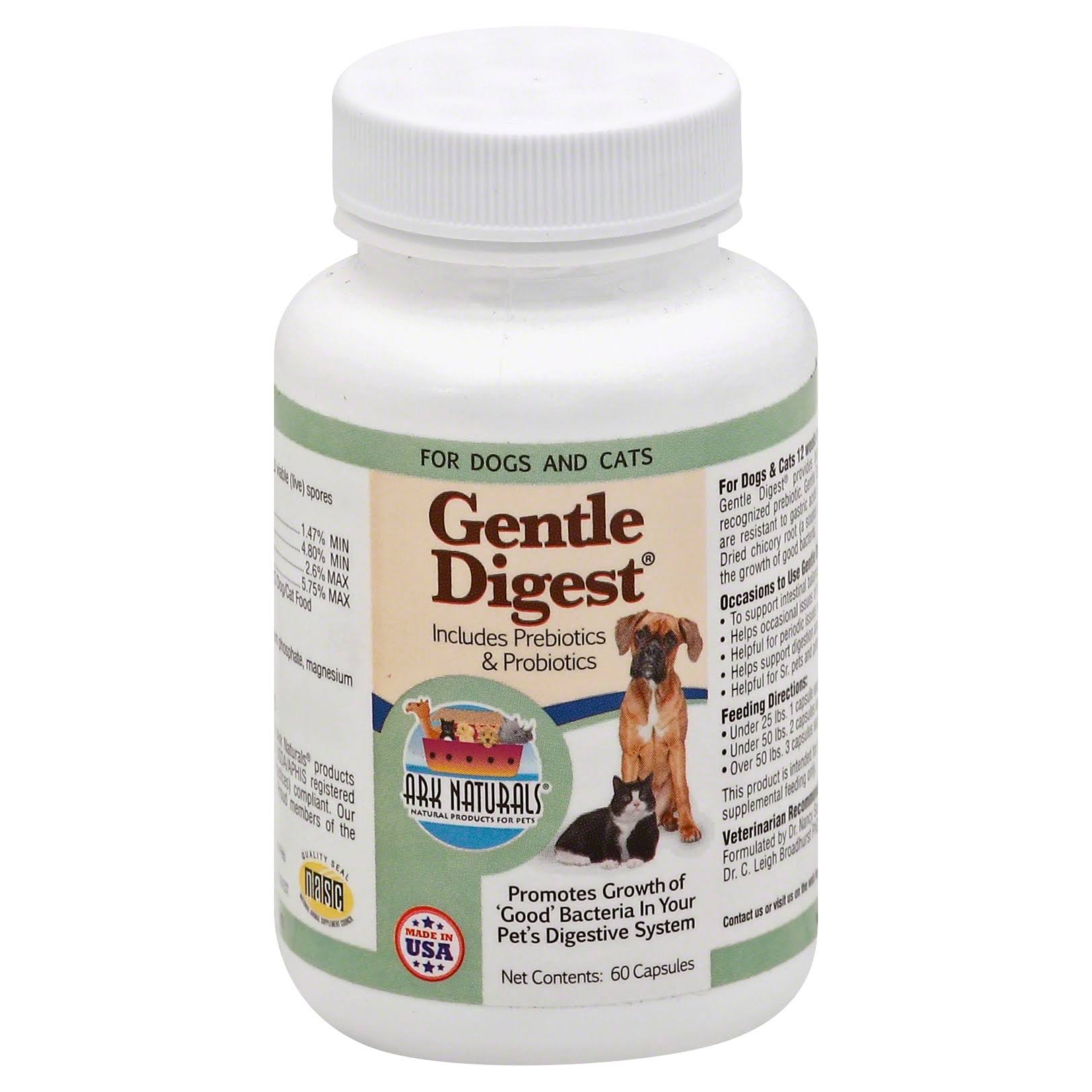Ark Naturals Gentle Digest for Dogs and Cats - 60 Count Capsules