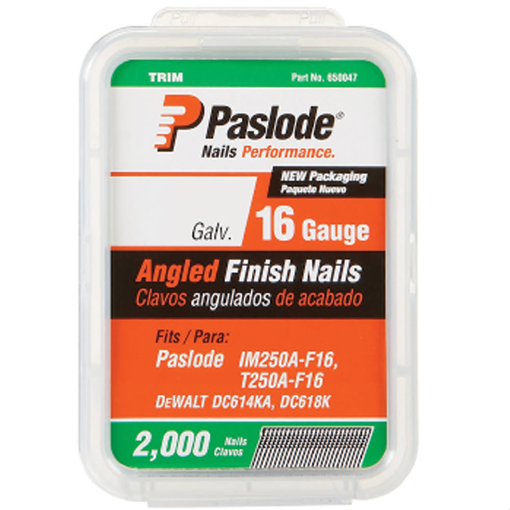 Paslode 650231 Angled Galvanized Finish Nail - 1 1/2" X 16 Gauge, 2000ct
