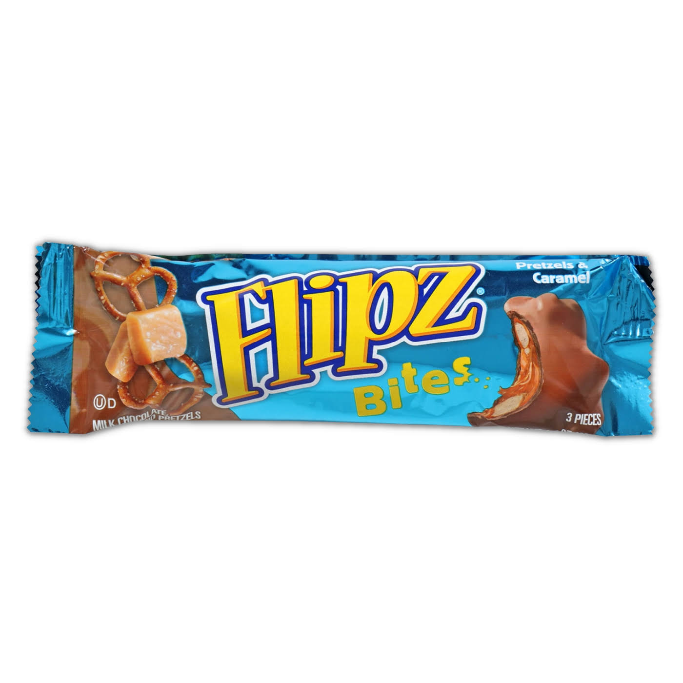 Flipz Milk Chocolate, Caramel & Pretzels, Bites - 3 pieces, 1.5 oz