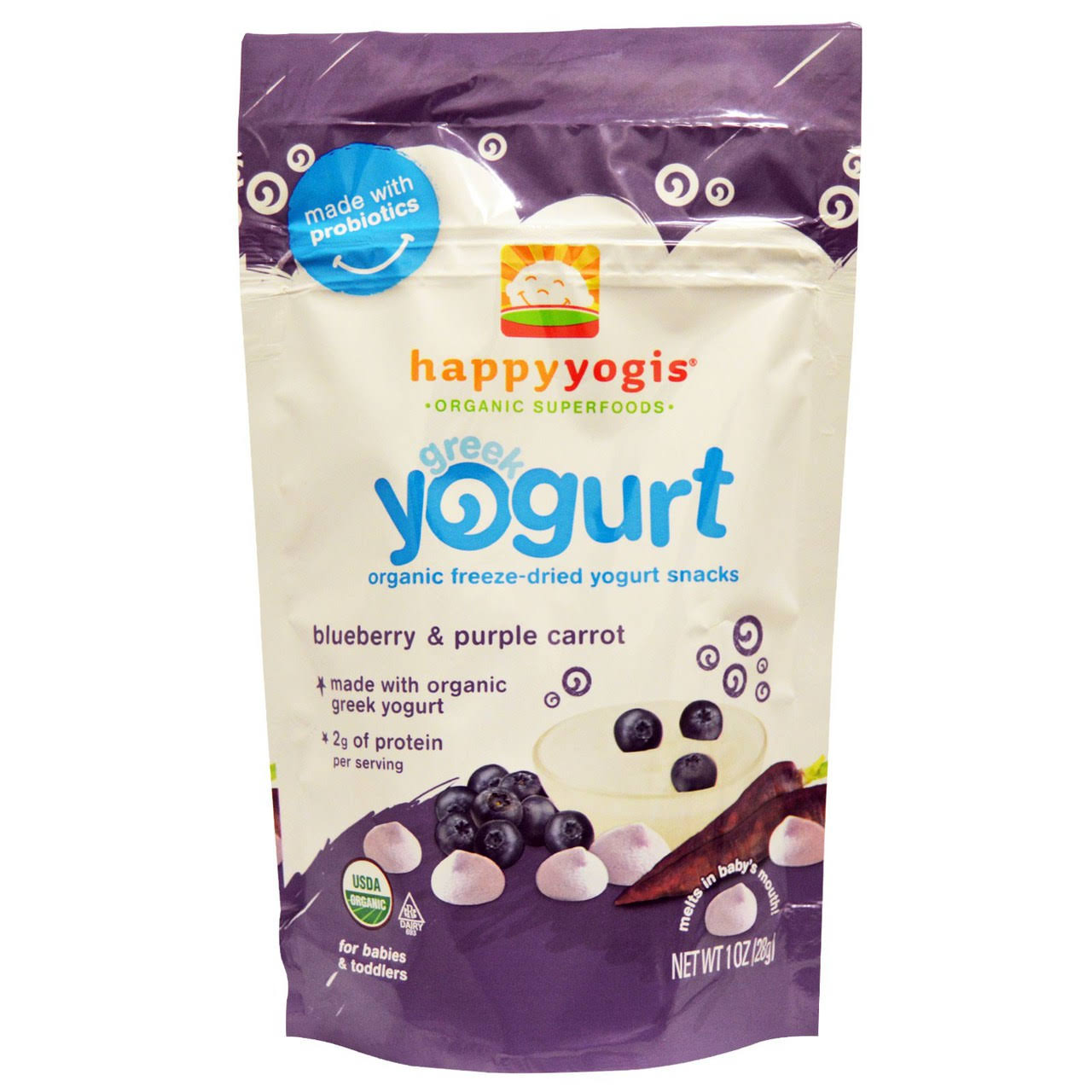 Happy Yogis Organic Greek Yogurt Snacks - Blueberry & Purple Carrot