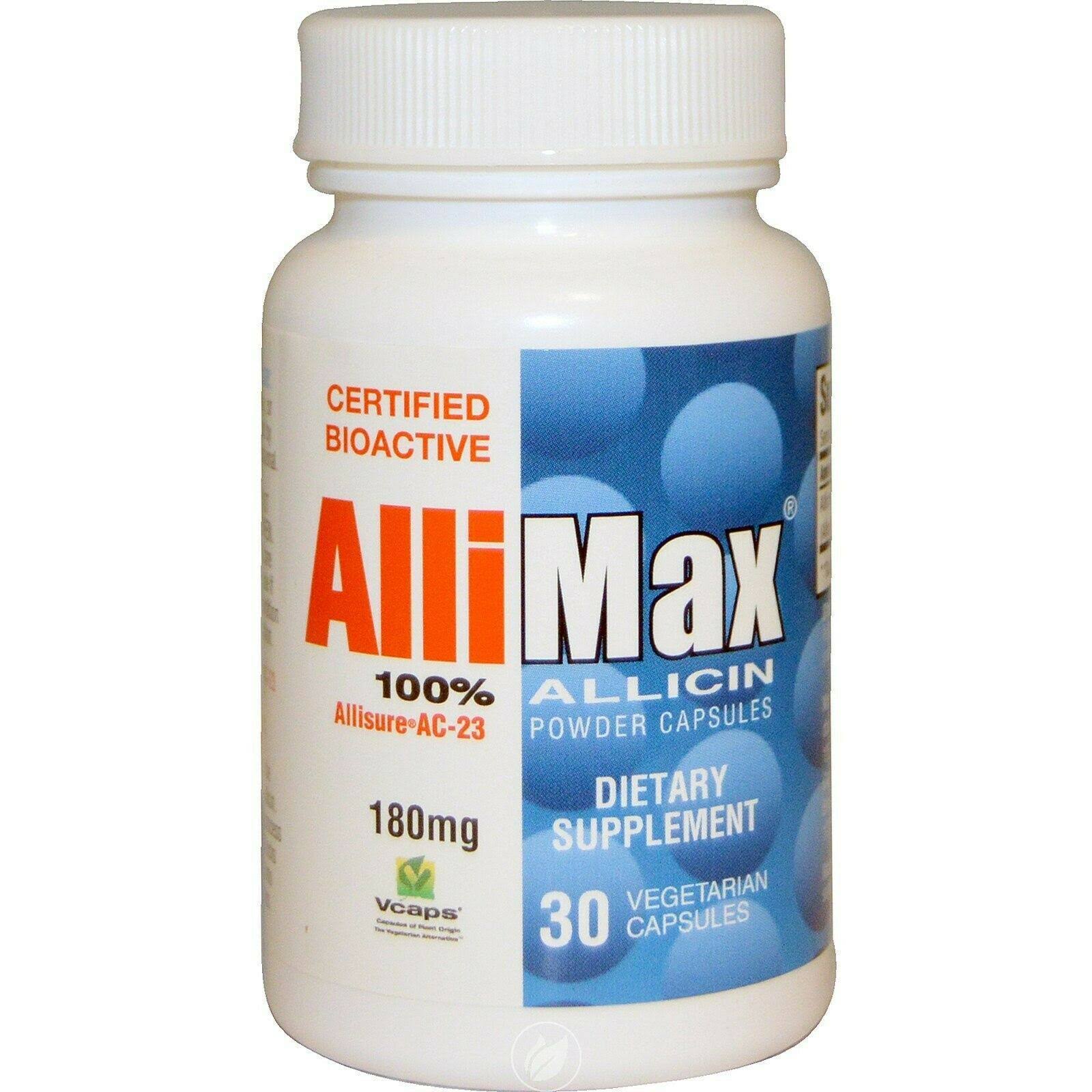 Allimax 100 Allicin Powder Capsules Dietary Supplement - 180mg, 30ct