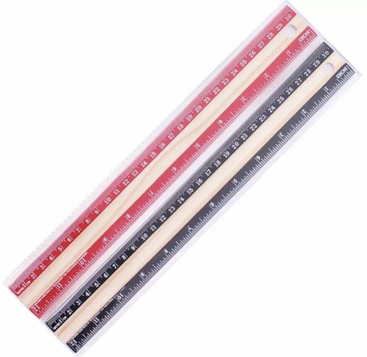 Wooden Rulers - 30cm / 12in Ruler - Pack of 2