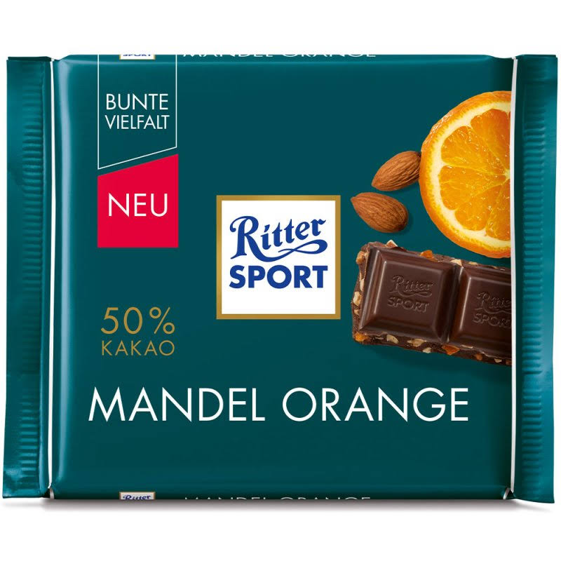 Ritter Sport Dark Chocolate - Almond & Orange, 100g