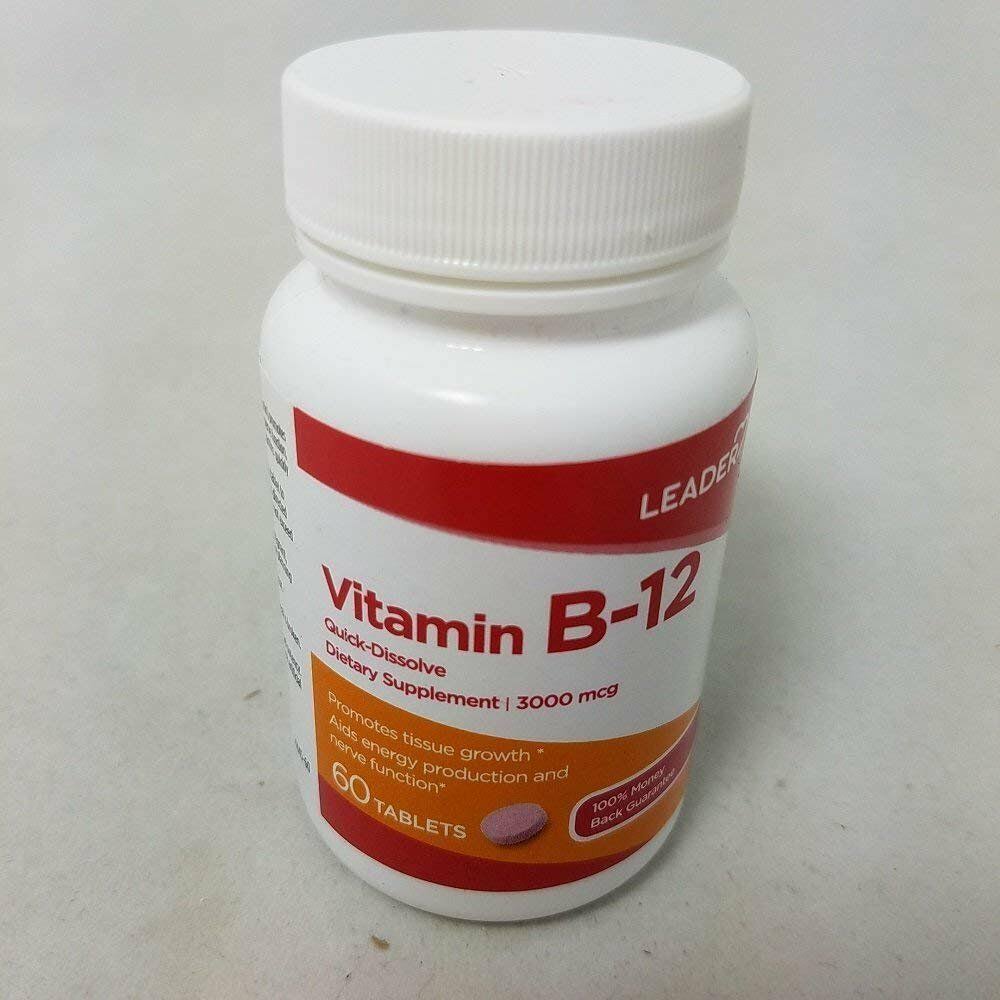 Leader Vitamin B-12 3000mcg 60 Tablets per Bottle (9 Pack)