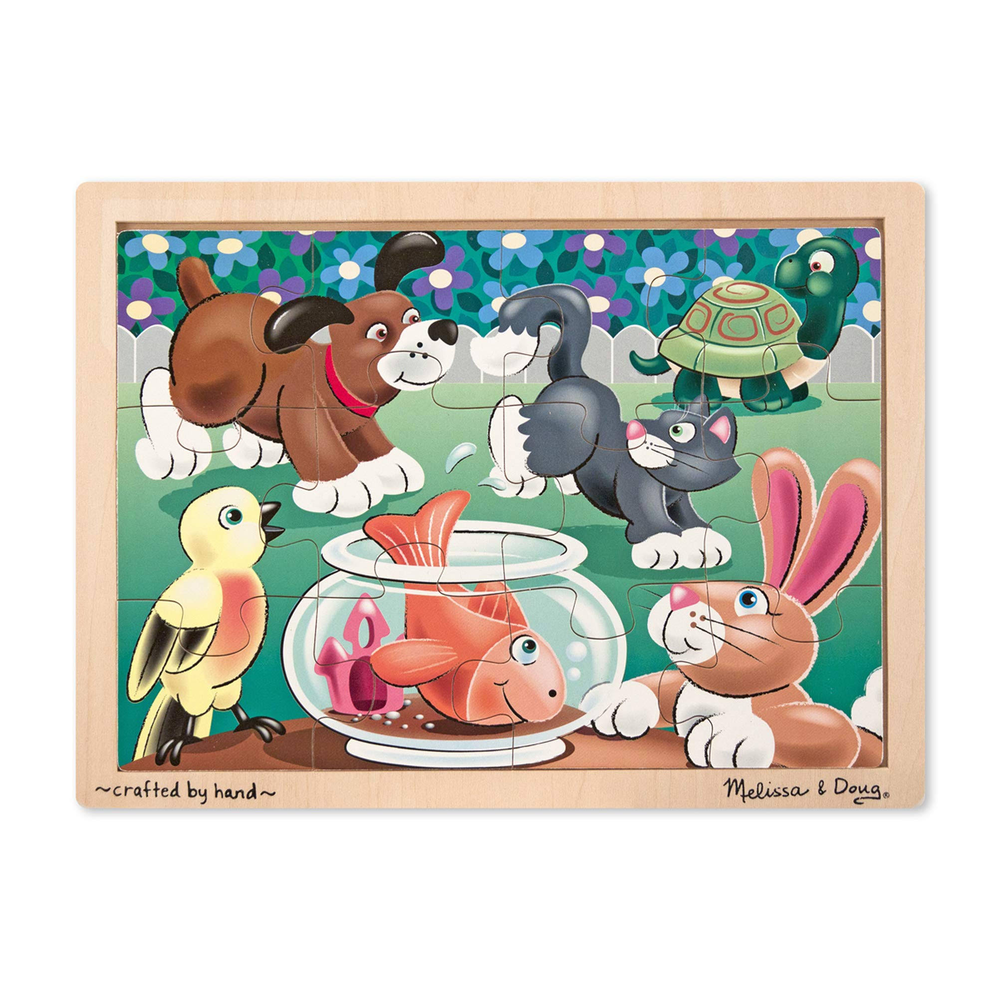 Melissa and Doug Wooden Jigsaw Puzzle - Playful Pets, 12pcs