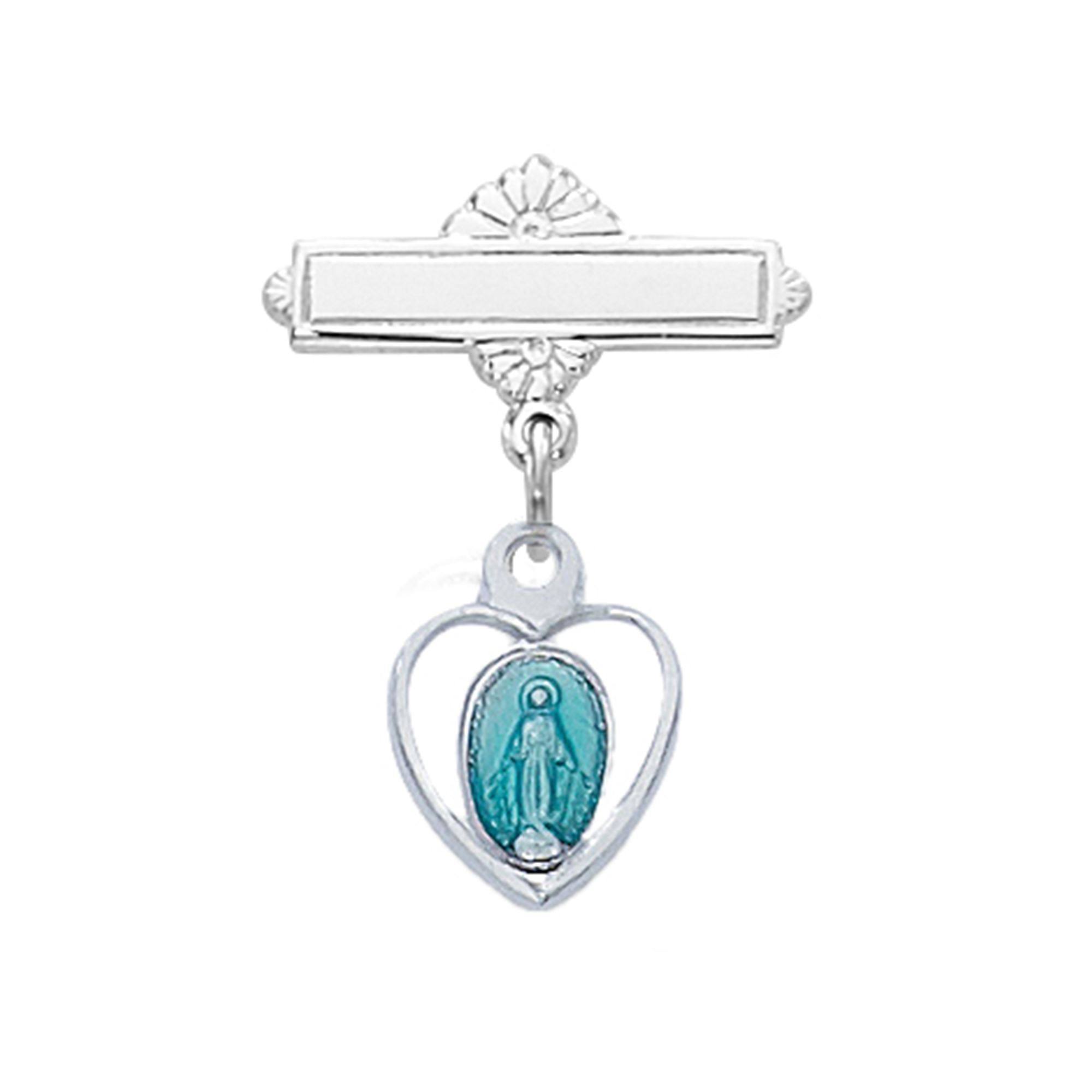 EWTN - Sterling Silver Baby Pin - Blue Miraculous Medal