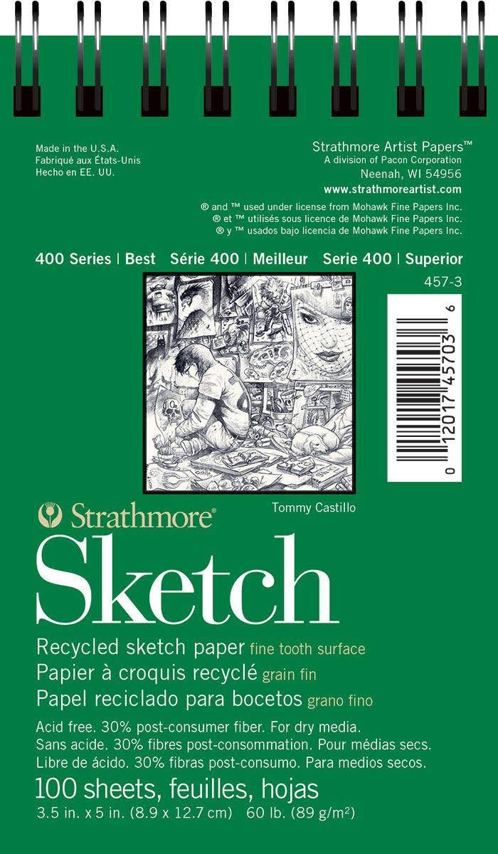 Strathmore 400 Series Recycled Sketch Pads - 3.5'' x 5'', Wire Bound, 100 Sheets