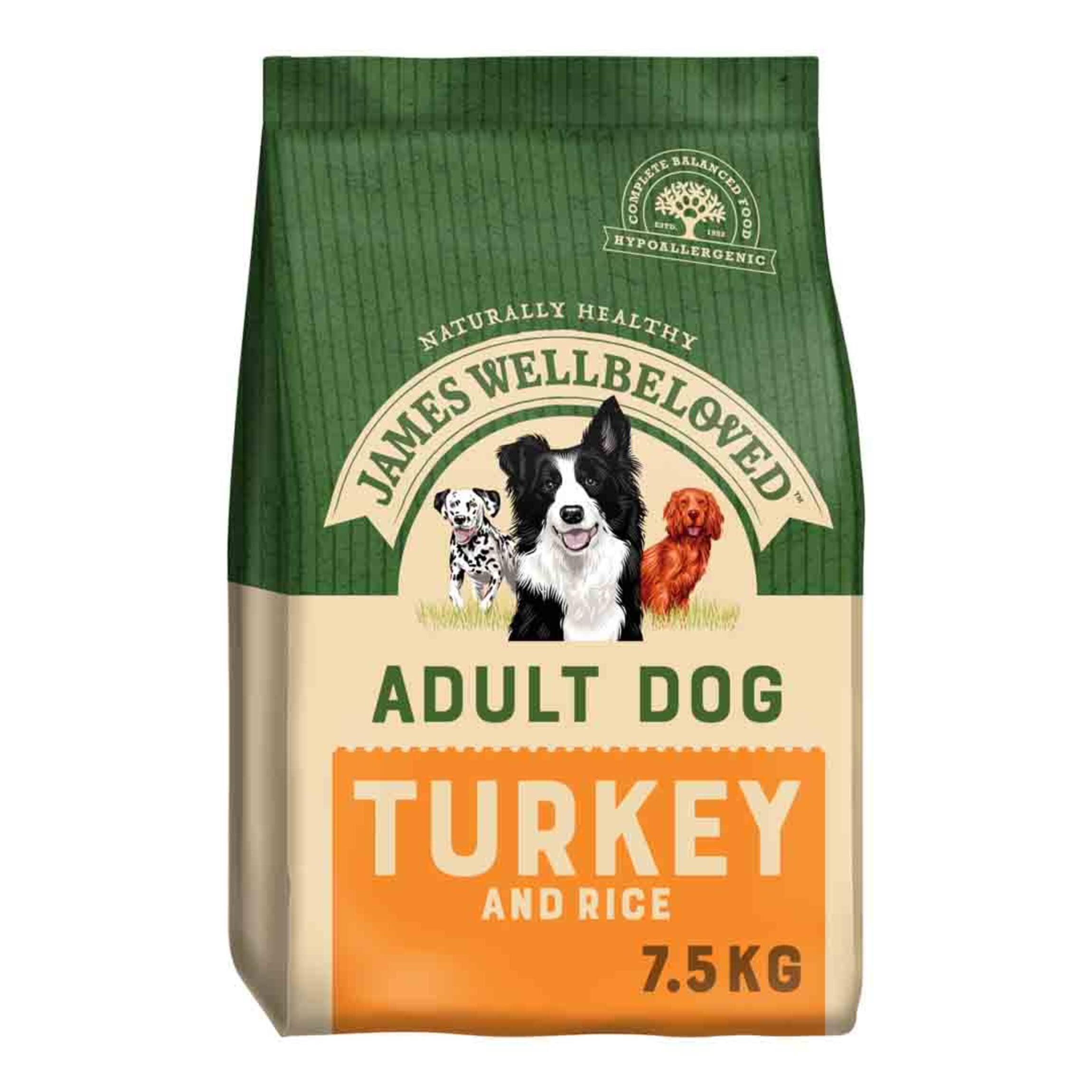 James Wellbeloved Adult Dog Food - Turkey & Rice, 7.5kg