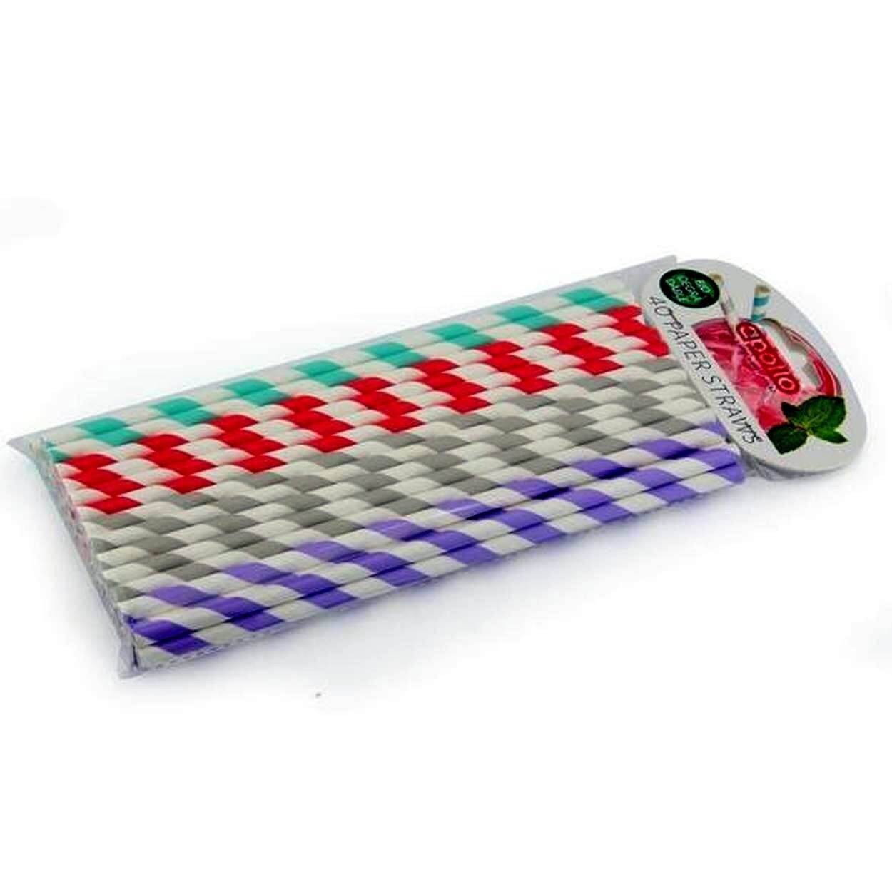 Paper Straws -Stripes Pk 40