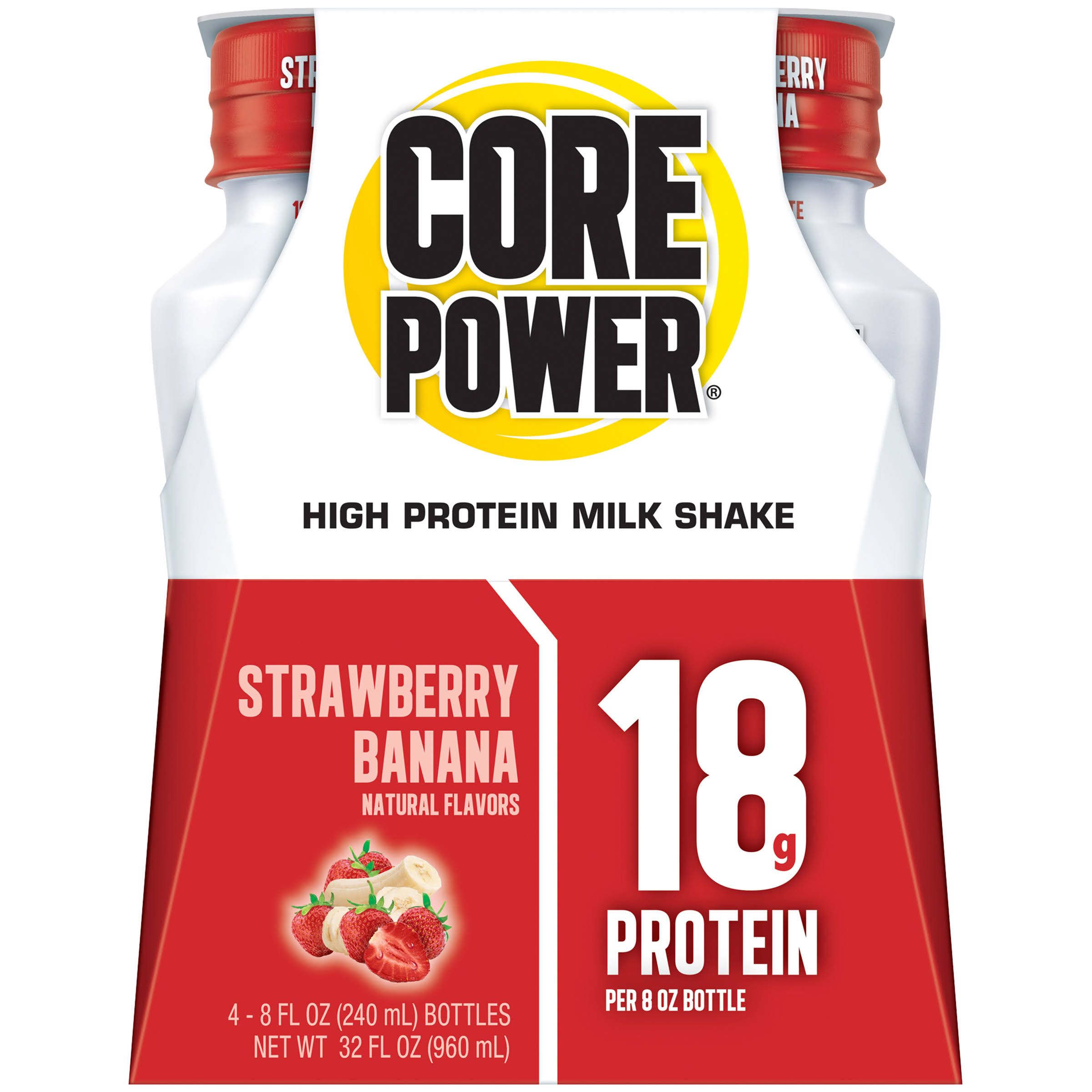 Core Power Strawberry Banana High Protein Milkshake 4-8 Fl. Oz. Bottles