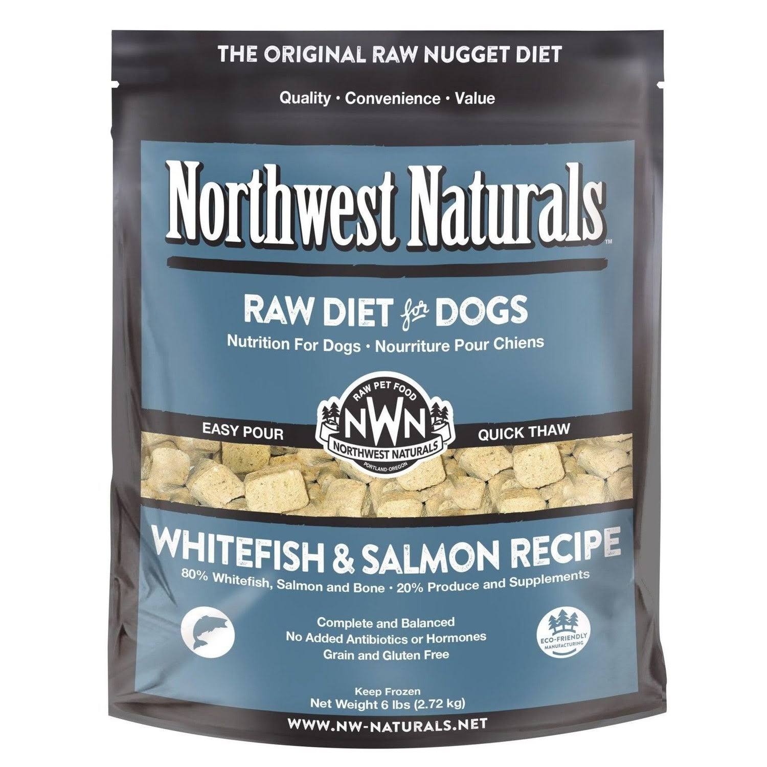 Northwest Naturals Raw Frozen Nuggets Dog Food 6lb Whitefish & Salmon