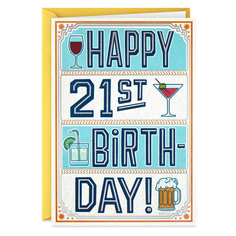 Hallmark Birthday Card, Cheers to 21 Funny 21st Birthday Card
