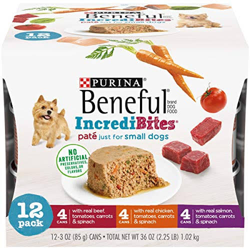 Purina Beneful Small Breed Wet Dog Food Variety Pack, IncrediBites Pate - 3 oz Cans
