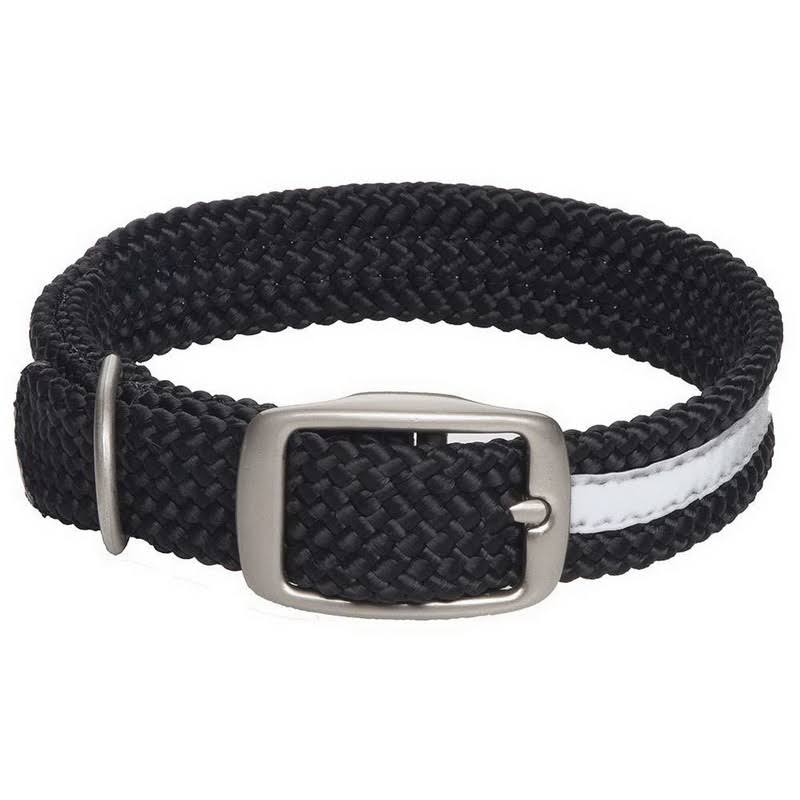 Mendota Pet Double Braid Dog Collar - Black, 21"