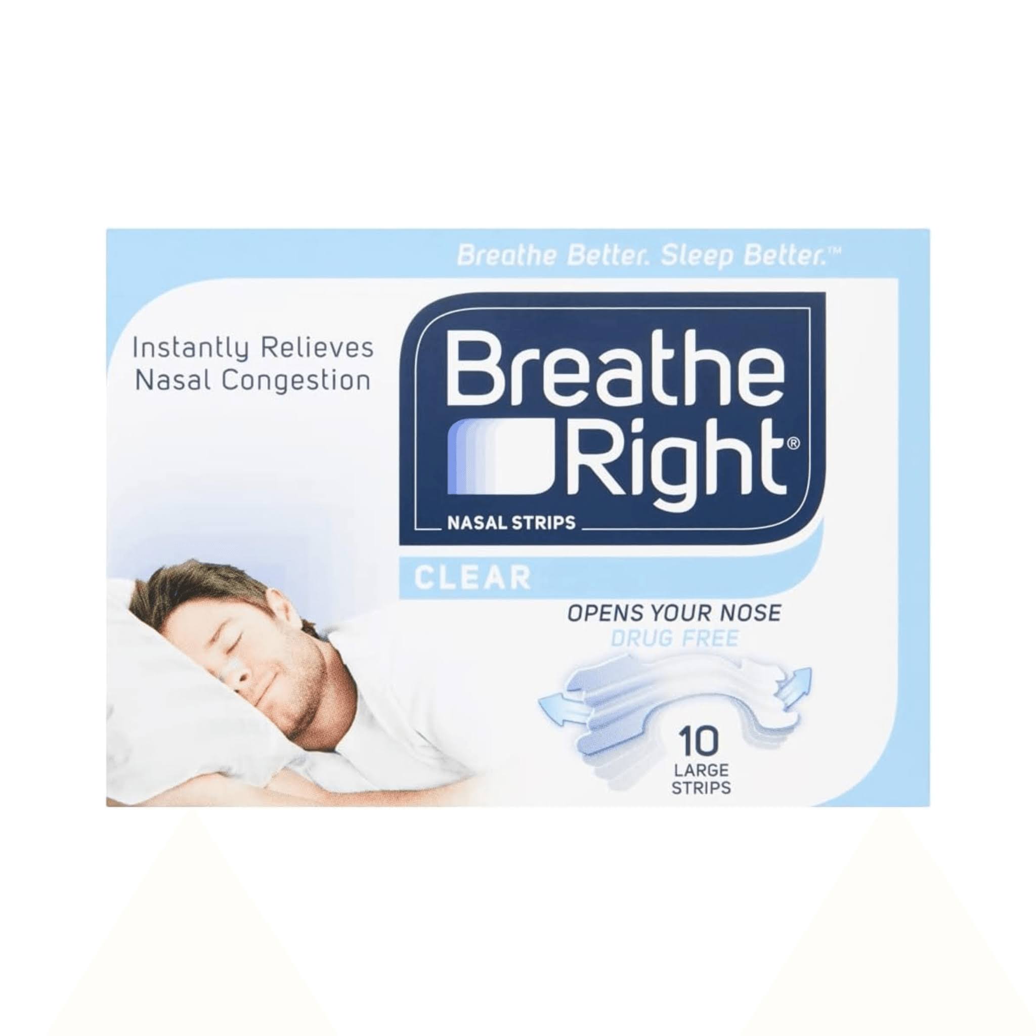 Breathe Right Clear Nasal Strips Large 10 Pack