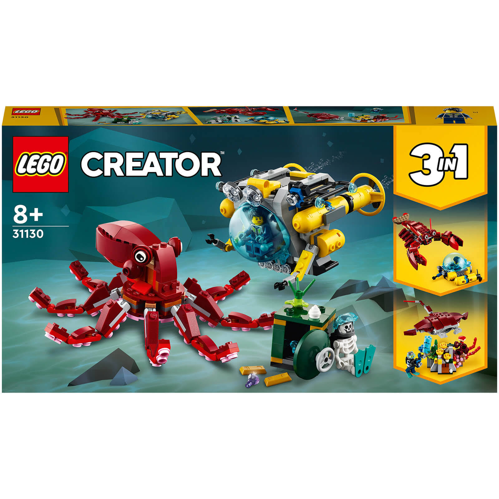 LEGO Creator: 3in1 Sunken Treasure Mission Octopus Set (31130)